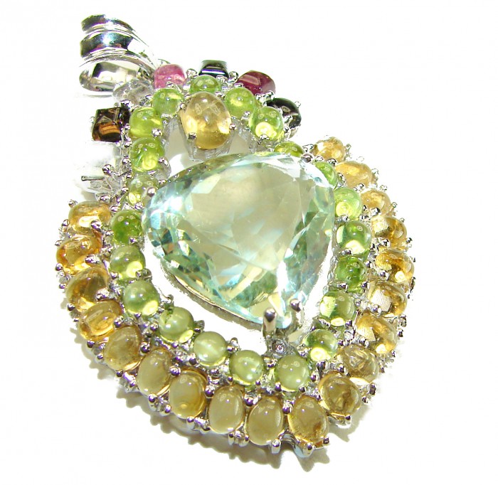 Green Ivy 25.5 carat Green Amethyst - Prasolite .925 Sterling Silver handcrafted pendant
