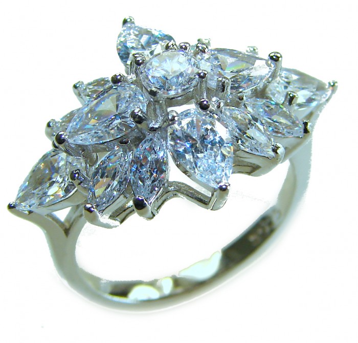 Luxurious 18.2 carat White Topaz .925 Sterling Silver handcrafted Ring s. 7 1/2