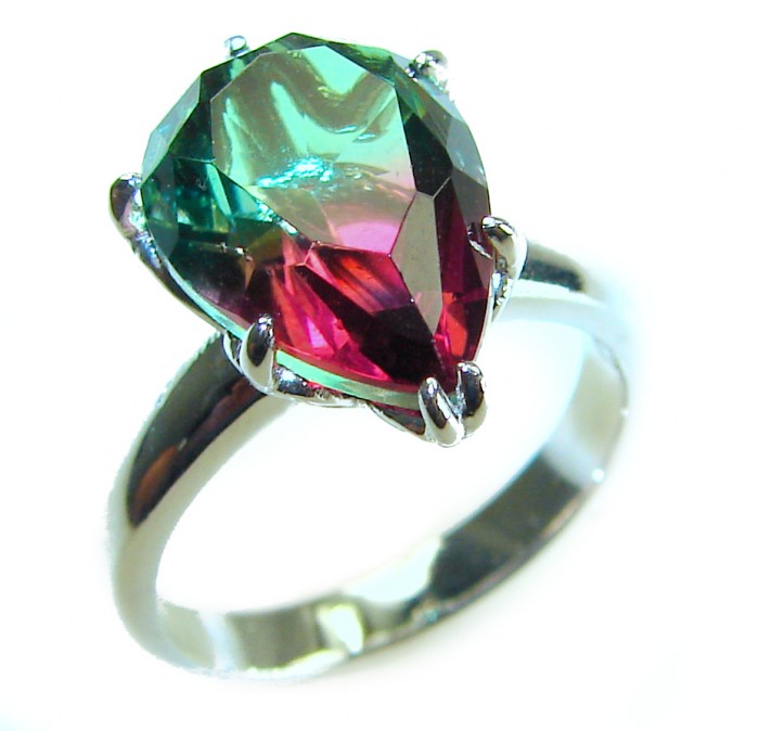 8.8 carat Brazilian Tourmaline .925 Sterling Silver Perfectly handcrafted Ring s. 7 1/4