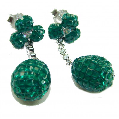 Giovanna - Authentic 21.9 carat Emerlad .925 Sterling Silver handcrafted earrings