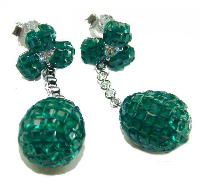 Giovanna - Authentic 21.9 carat Emerlad .925 Sterling Silver handcrafted earrings - video