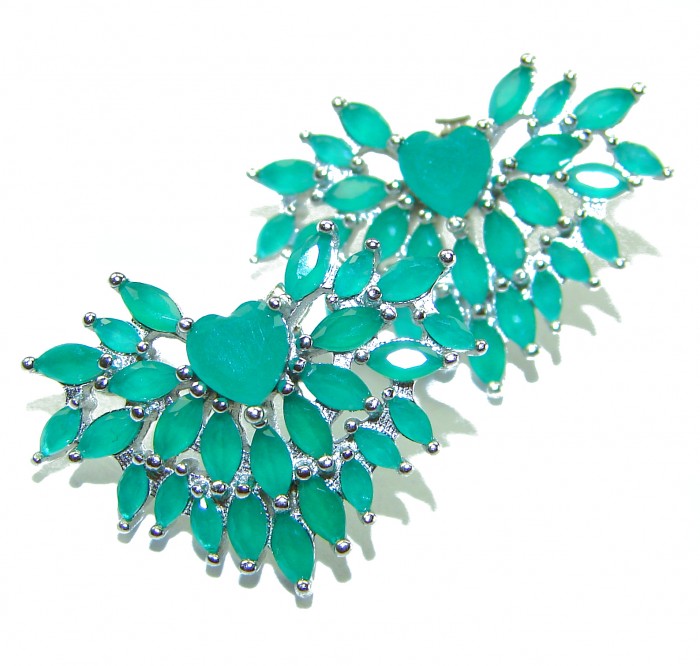 Angel's Heart 19.2 carat Colombian Emerald .925 Sterling Silver handmade earrings