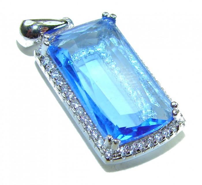 Pacifica 12.5 carat authentic Blue Topaz .925 Sterling Silver Handcrafted pendant