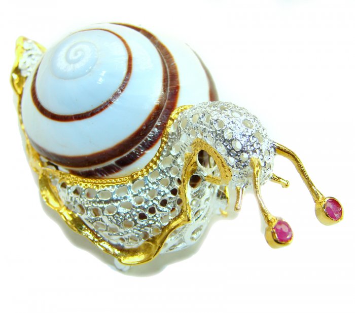 LARE Snail - Ocean Shell 18k Gold over .925 Sterling Silver handcrafted Pendant Brooch - video