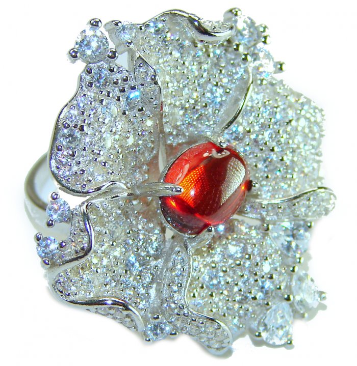 Spectacular Authentic 6.3 carat Ruby .925 Sterling Silver handmade Cocktail Ring s. 8 - video