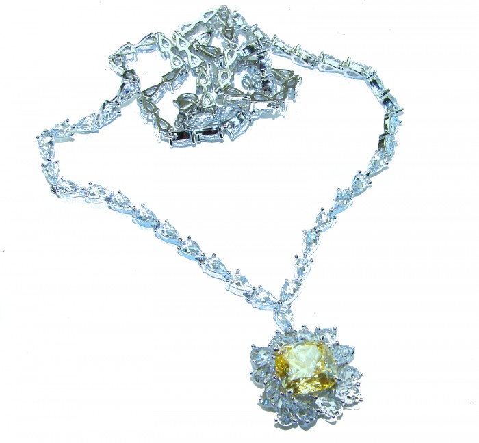 Golden - yellow Montana Sapphire .925 Sterling Silver handcrafted Statement Necklace