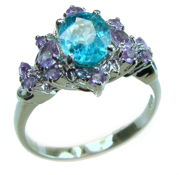Pure Perfection 3.1 carat GENUINE Apatite .925 Silver handcrafted Ring s. 9