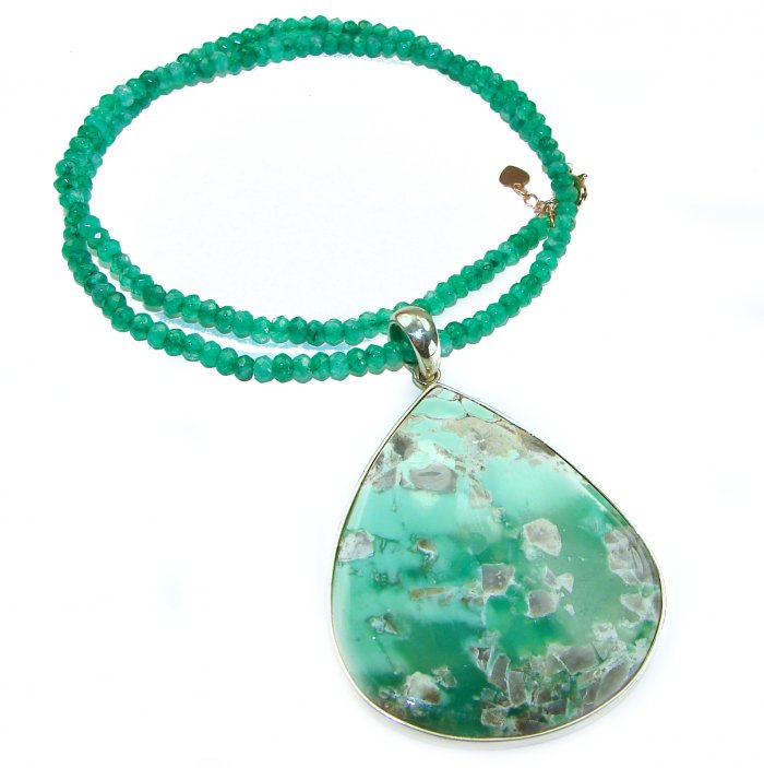 Green Odyssey Natural Huge Chrysoprase .925 Sterling Silver handmade necklace - video