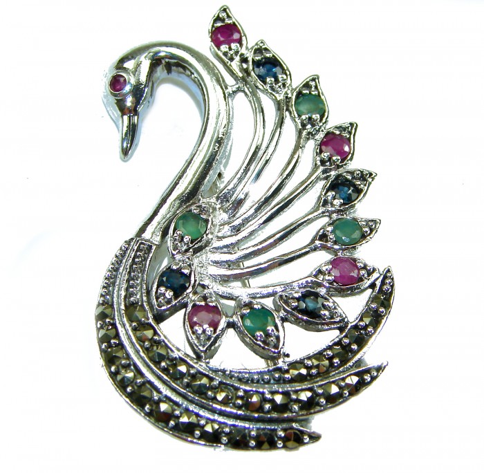 Perfect Swan .925 Sterling Silver handmade Pendant Brooch