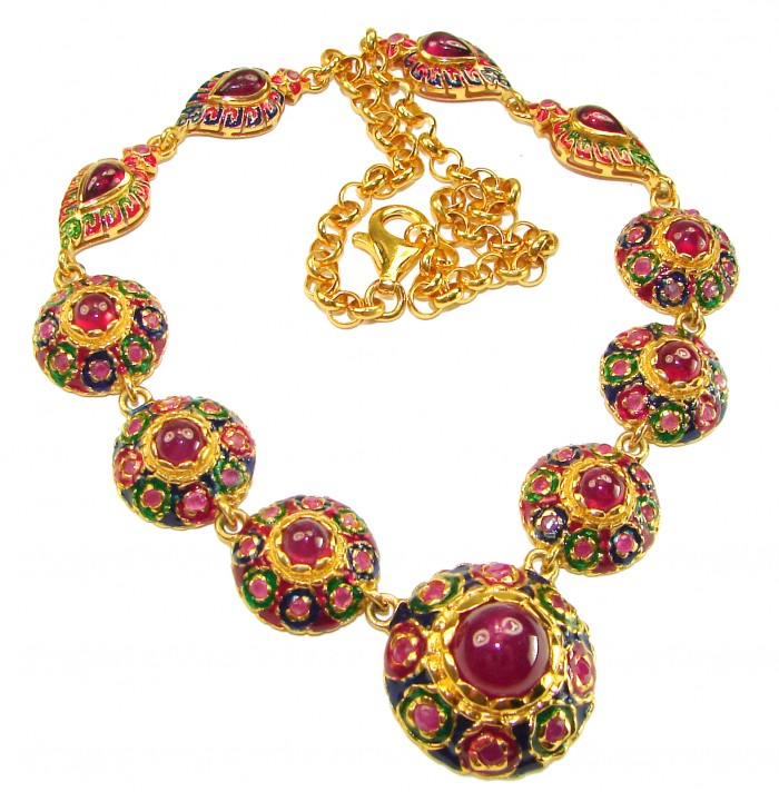 Enlightenment 38.2 carat Mozambique Ruby .925 Sterling Silver .925 Sterling Silver dipped ibn 18K REAL GOLD Statement Necklace