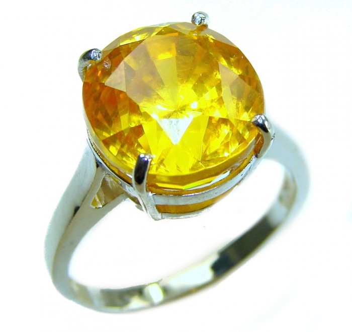 Maria - 15.5 carat Golden Topaz .925 Sterling Silver handcrafted ring s. 8 1/4