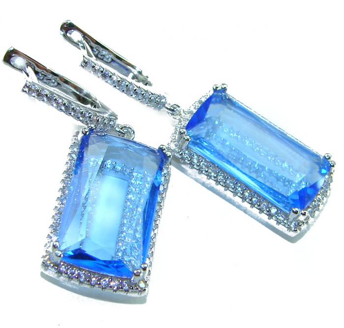Eau Pure 14.5 carat Swiss Blue Topaz .925 Sterling Silver Handcrafted Earrings