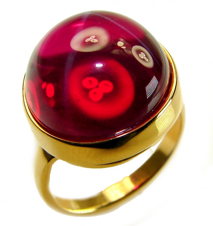Bella Rosa Genuine 12.8 CARAT Star Ruby 18k GOLD OVER .925 Sterling Silver Statement Ring size 8
