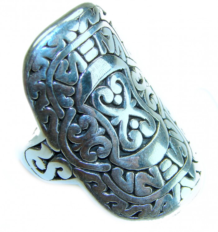Large and Solid Bali made .925 Sterling Silver ring size 9