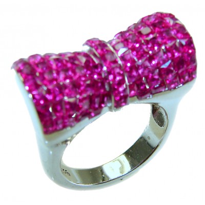 Luxurious Bow - natural 15.5 carat Ruby .925 Sterling Silver handmade Statement Ring size 6 1/2