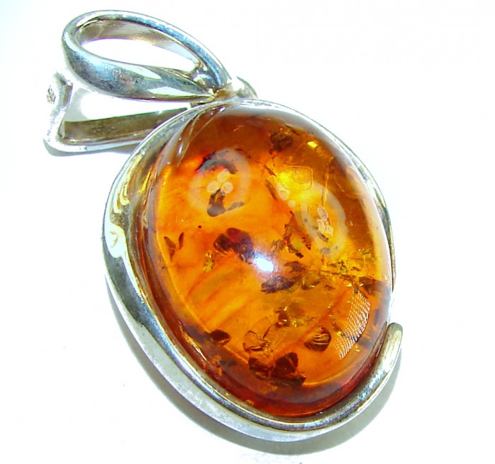 Prehistoric Authentic Baltic Amber .925 Sterling Silver beautifully handcrafted Pendant