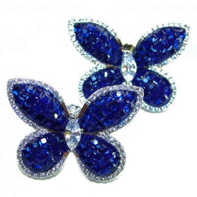 Magnificent Jewel Sapphire Butterflies .925 Sterling Silver handcrafted incredible earrings