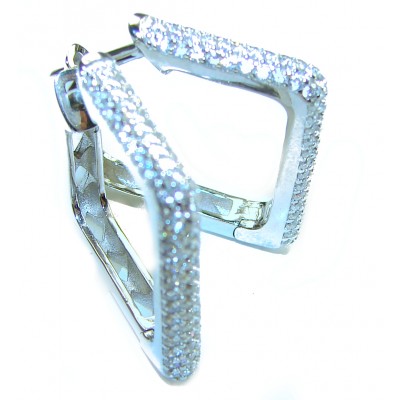 Allure Natural 8.2 carat White Topaz .925 Sterling Silver handcrafted hoop earrings