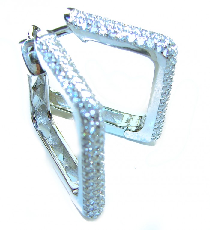 Allure Natural 8.2 carat White Topaz .925 Sterling Silver handcrafted hoop earrings