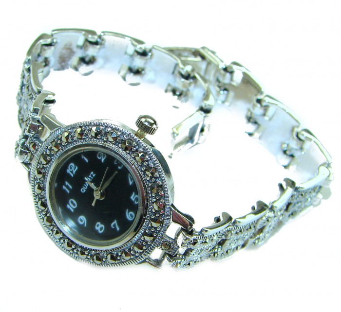 Precious 59.8 carat MARCASITE .925 Sterling Silver handmade Bracelet - Watch