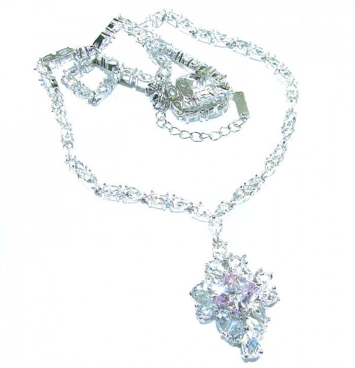 Isabella - Light Pastel 5.9 carat Kunzite .925 Sterling Silver handcrafted Statement Necklace - video