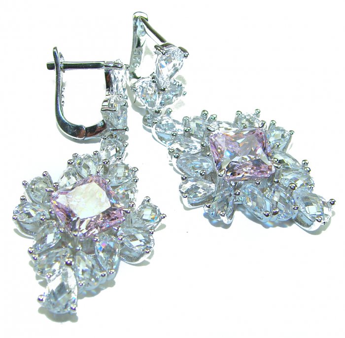 Isabella - Light Pastel 14.9 carat Kunzite .925 Sterling Silver handcrafted earrings - video