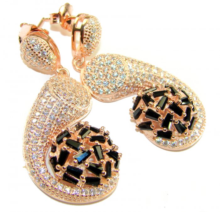 Giovanna - Authentic 22.5 carat Sapphire 18K Rose Gold over .925 Sterling Silver handcrafted earrings - video