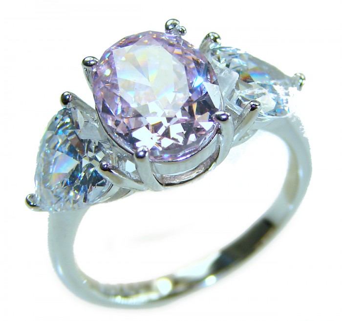 Real Diva oval cut Pink Kunzite .925 Silver handcrafted Cocktail Ring s. 7