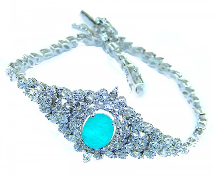 Gabriella 10.2 carat authentic Emerald rhodium over .925 Sterling Silver handcrafted Statement bracelet - video
