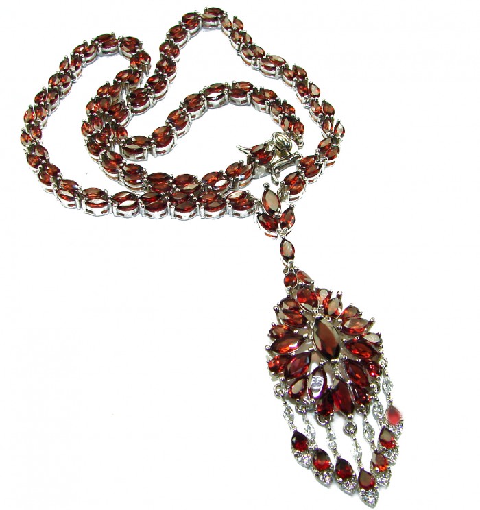 Red Royalty Authentic 185.5 carat authentic Tanzania Garnet .925 Sterling Silver brilliantly handcrafted necklace
