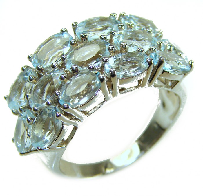 14.9 carat authentic Aquamarine .925 Sterling Silver Handcrafted Ring size 7 1/4