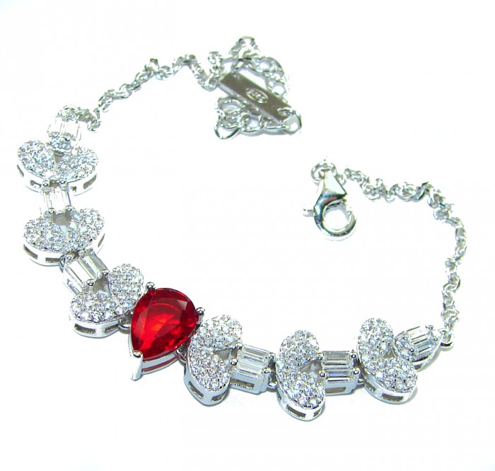 Art Deco - Crimson Royalty 4.2 carat Ruby .925 Sterling Silver .925 Sterling Silver Statement Bracelet