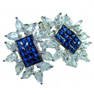 Born to Glam authentic 10.5 carat Sapphire .925 Sterling Silver handcrafted earrings