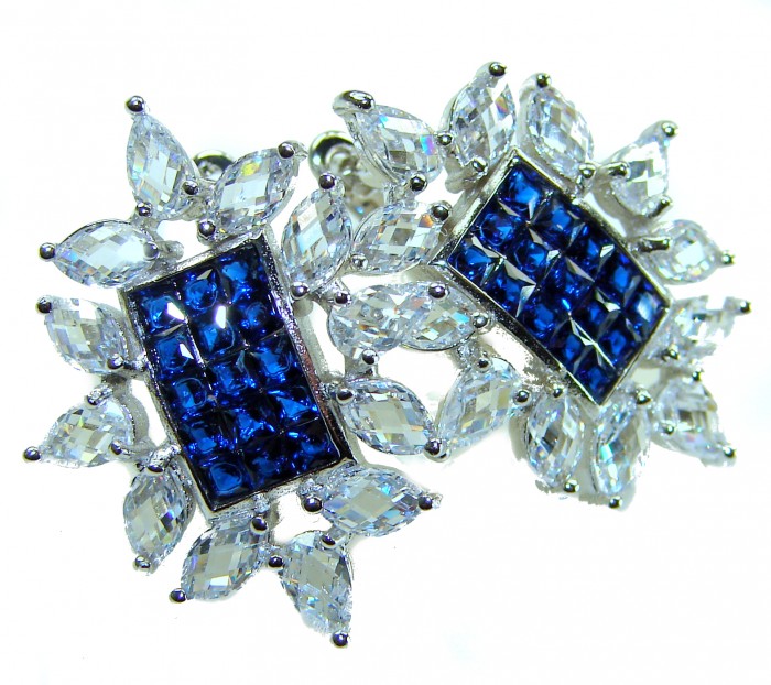 Born to Glam authentic 10.5 carat Sapphire .925 Sterling Silver handcrafted earrings