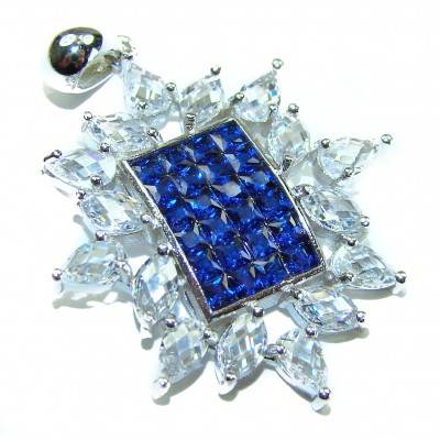 Art Deco - Precious Sapphire - authentic 12.2 carat Sapphire .925 Sterling Silver Eternity handcrafted PENDANT