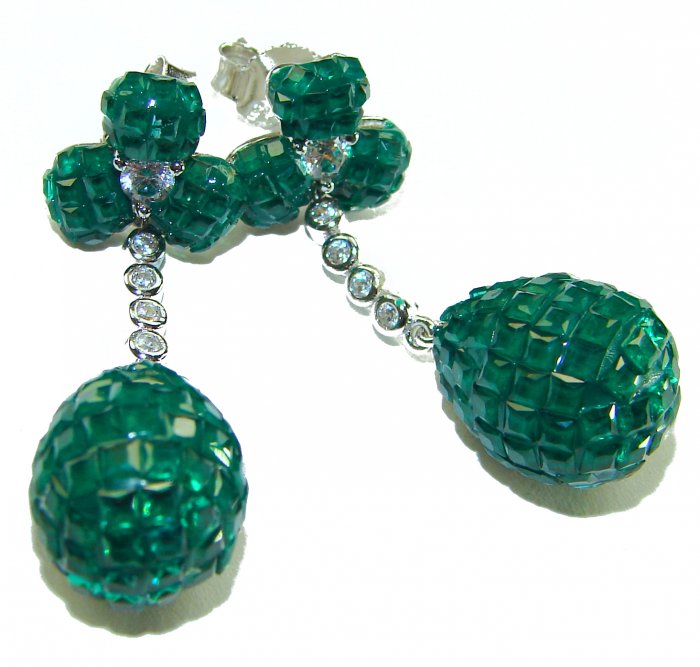 Giovanna - Authentic 21.9 carat Emerlad .925 Sterling Silver handcrafted earrings - video