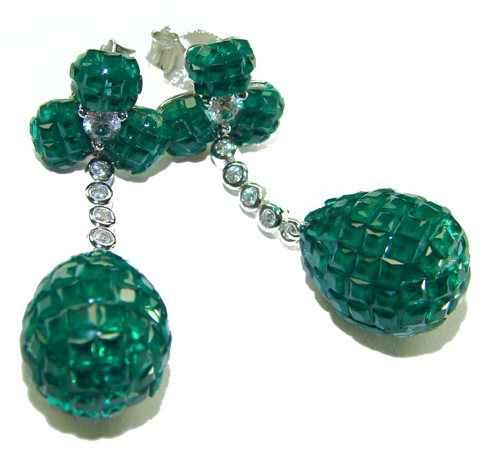 Giovanna - Authentic 21.9 carat Emerlad .925 Sterling Silver handcrafted earrings