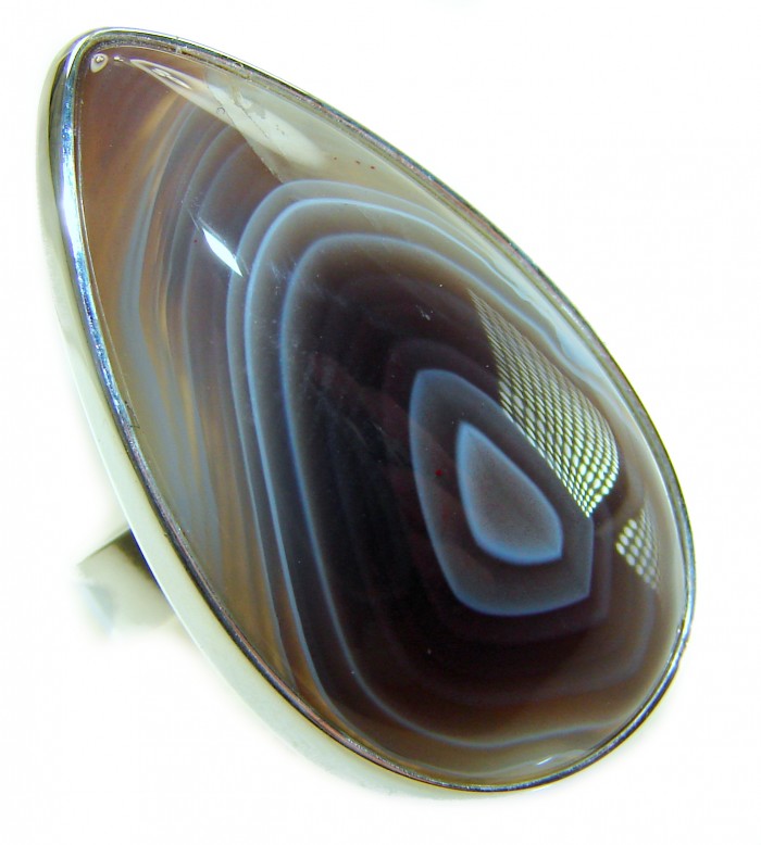 Sahara Dune Top Quality Botswana Agate .925 Sterling Silver handcrafted Ring s. 8 adjustable