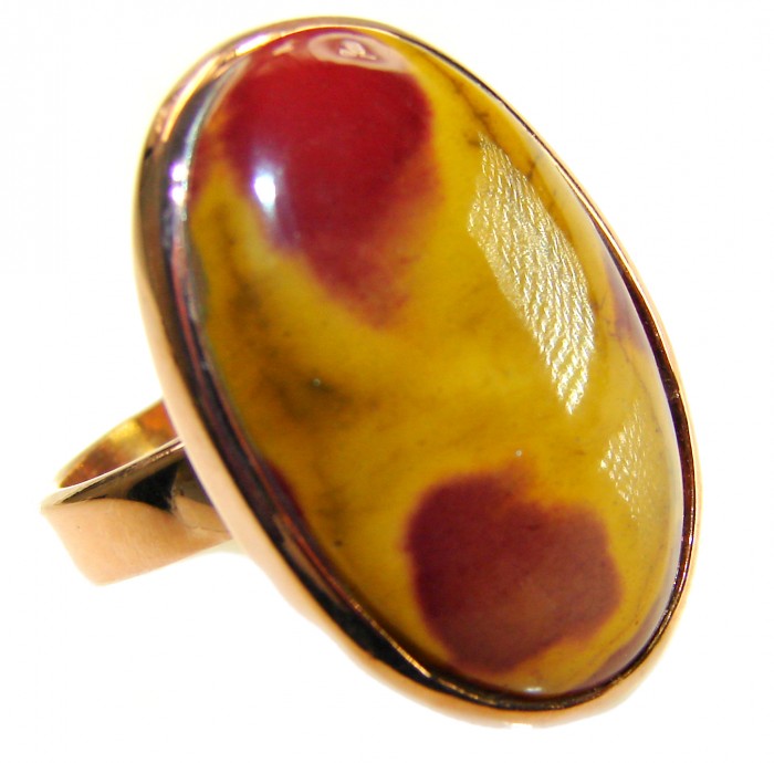 Mars best quality 23.8 carat Mookaite 18K Rose Gold over .925 Sterling Silver handmade ring 7 adjustable