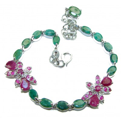 Tiffany 40.8 caratVCOLOMBIAN EMERALD Ruby .925 Sterling Silver handcrafted Bracelet