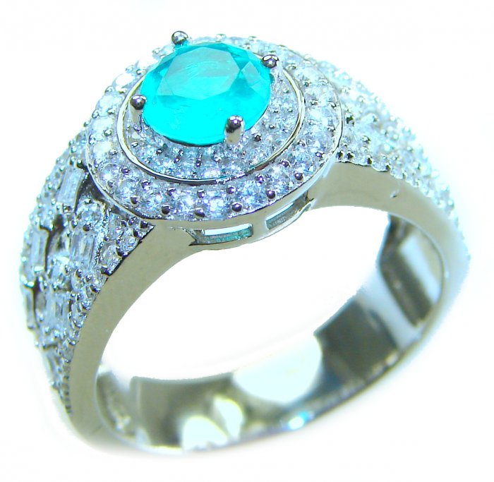 Eau Pure 2.5 carat Paraiba Tourmaline .925 Sterling Silver Handcrafted Ring size 8 1/4 - video