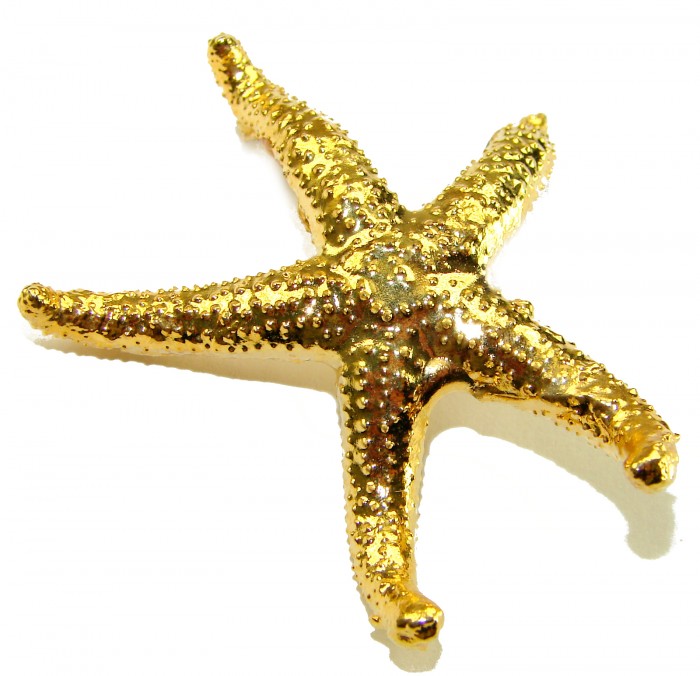 Large Italy made Starfish 18K Gold over .925 Sterling Silver handmade Pendant - Brooch
