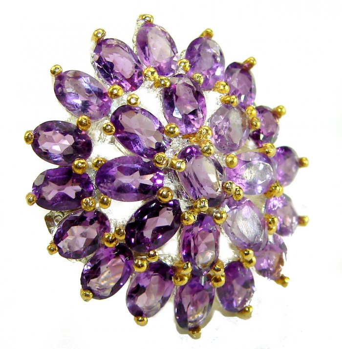 Purple Spring 35.5 carat Amethyst .925 Sterling Silver dipped in 14K Gold over Handcrafted Ring size 7 - video