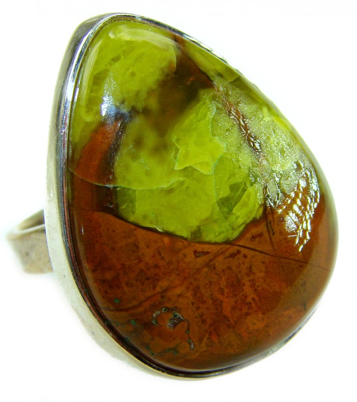 LARGE Authentic Morrisonite Jasper Sterling Silver handmade Ring size 8 adjustable