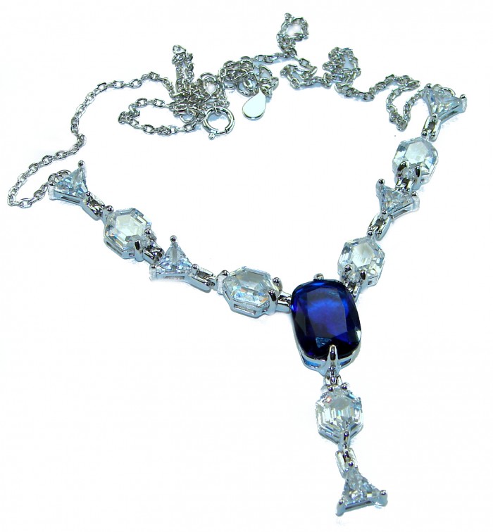 Blue Royalty 14.2 carat Sapphire .925 Sterling Silver .925 Sterling Silver Statement Necklace