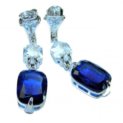 Blue Royalty 14.2 carat Sapphire .925 Sterling Silver earrings