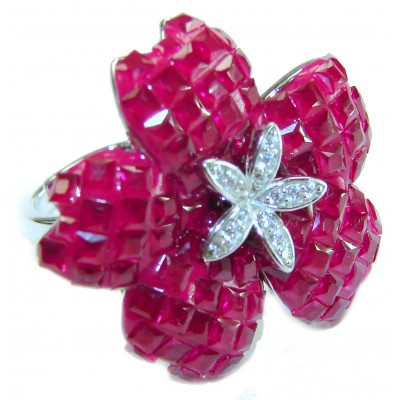 Luxurious - natural - mystery setting - 25.5 carat Ruby .925 Sterling Silver handmade Statement Ring size 6 1/4