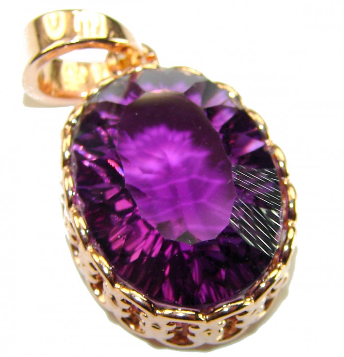 Mademoiselle - 22.5 carat natural Amethyst .925 Sterling Silver dipped in 18K Rose Gold handcrafted Pendant