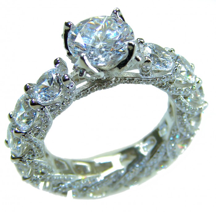 Pure Celestial Energy Natural 12.4 carat White Topaz .925 Sterling Silver handmade Statement Ring size 7 1/4