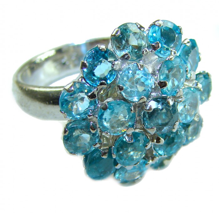 16.8 carat authentic Aquamarine .925 Sterling Silver Handcrafted Ring size 7 1/4